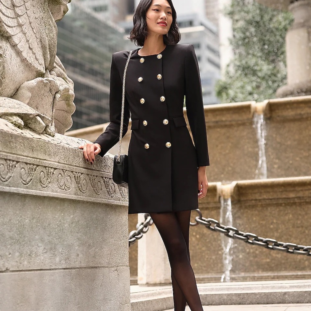 Express Gold Button Mini Blazer Dress